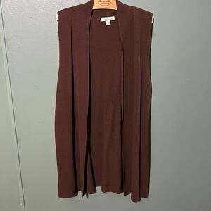 Coldwater Creek Brown Sleeveless Cardigan Vest Open Front Size Large